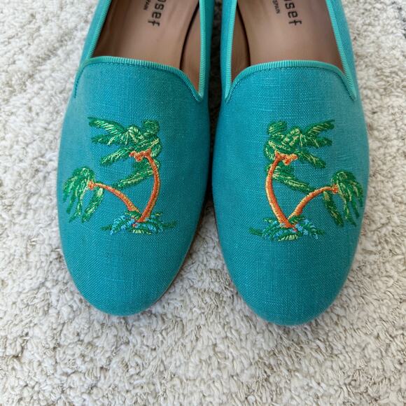 New Jon Josef Gatsby Linen Loafer Embroidered Hurricane Size 6.5 M - Picture 2 of 9